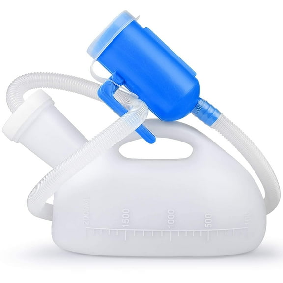 Portable Urinals for Men, 2000ml Urine Bottle for Men, Male Portable Pee Bottle, Spill Proof Men's Potty Portable Urinal, 45.2" Long Tube with Lid