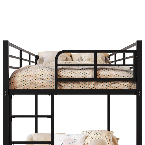 Alvantor Twin over Twin Metal Bunk Bed with 400 lb Capacity, High Guardrails and Side Ladder, Black