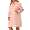 thumbnail image 4 of Agnes Orinda Women's Plus Size Coats Peter Pan Collar Single Breasted Trench Winter Peacoat With Pockets 2X Pink, 4 of 8