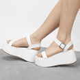 thumbnail image 3 of READYSALTED Women's Open Toe Cute Platform Wedge Ankle Strap Sandals(White,Size 9), 3 of 7