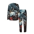 thumbnail image 4 of Womens Long Sleeve Pajamas Round Neck Pjs Set Soft Loungewear with Pockets, American Flag Wolf Art USA, 4 of 6
