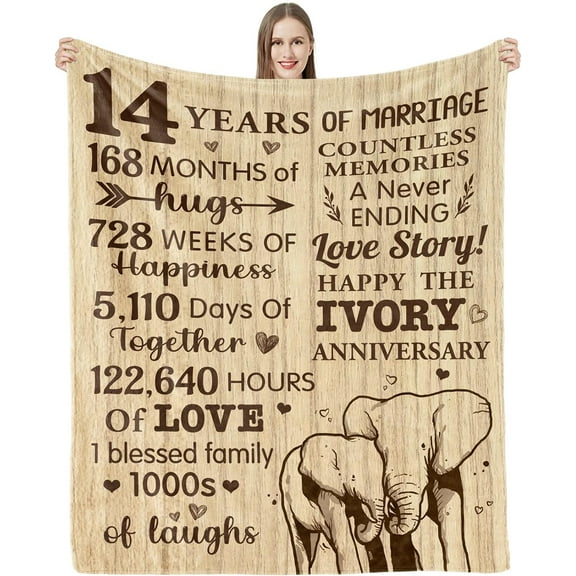 LHSHID Gifts for 14th Anniversary Wedding Gift 14th Wedding for Her 14 Year Anniversary for Couples Wife Husband Best Anniversary Blanket Present 30"x40"