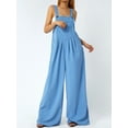 thumbnail image 3 of Womens Loose Fit Jumpsuits Cotton Overalls Baggy Wide Leg Rompers Plus Size Adjustable Bib Pants with Pockets, 3 of 8
