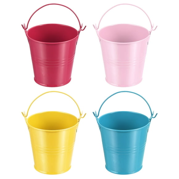 Uxcell Pequeño Cubo de Metal Maceta Colorida para Suculentas Cesta Decorativa Cubos de Fiesta Colores Variados Paquete de 4