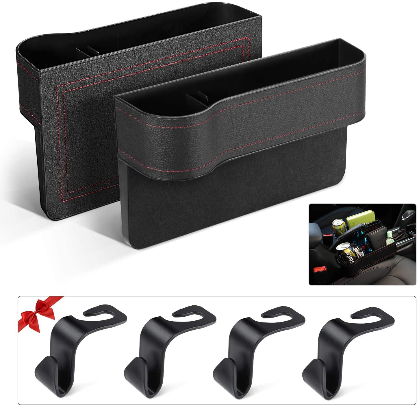 Car Seat Gap Filler, Leather Car Seat Organizer with Cup Holder, Console  Side Pocket Car Seat Storage Box