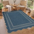 thumbnail image 2 of Nanan 5'x7' Scalloped Jute Area Rug Natural Solid Rug, Farmhouse Washable Rug Non-Slip Indoor Carpet for Living Room Bedroom Home Office, Blue, 2 of 9