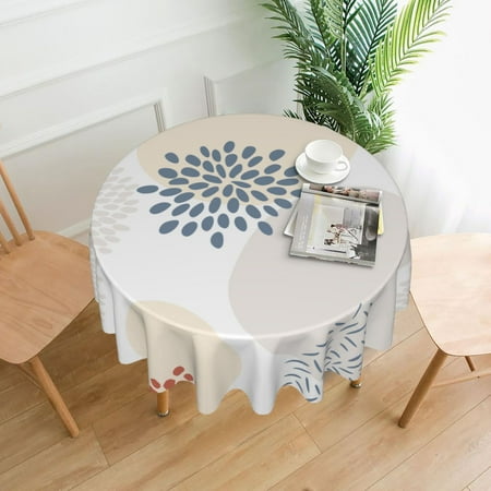 

XMXT Waterproof Table Cloth Abstract Elements Decoration Polyester Round Tablecloth for Dining Party Decor 60 inches