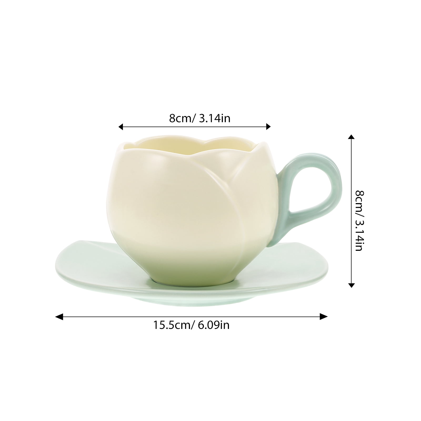 Masteelf 1 Set Of Tulip Mug Flower Tea Cup Aesthetic Coffee Cup Creative Coffee Porcelain Espresso Cup Cute Mug And Saucer Flower Coffee Cup
