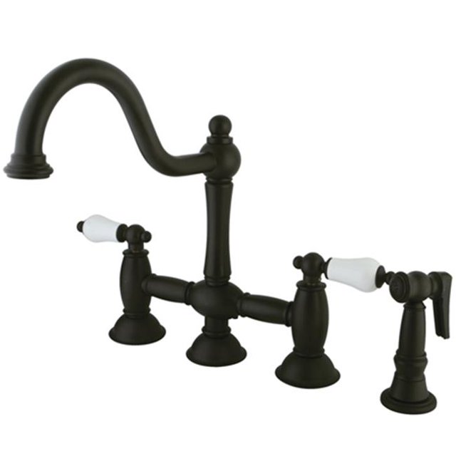 8 in. Deck Mount Kitchen Faucet with Brass Sprayer