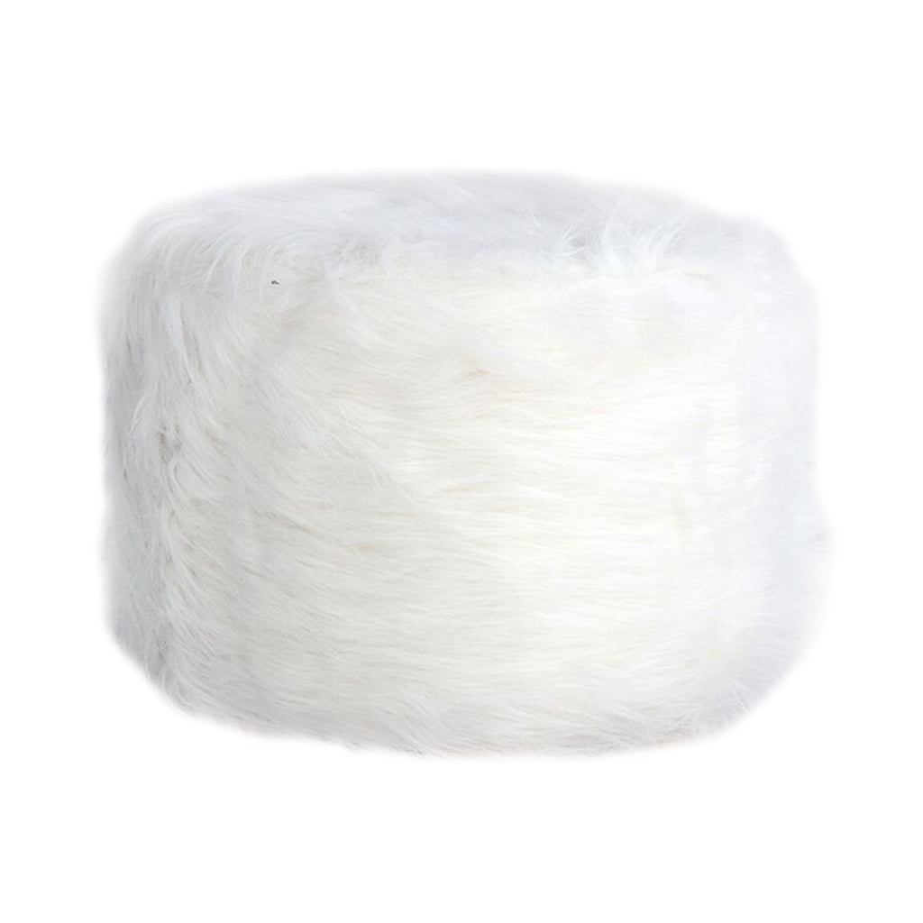 White FLAMEER Round Fluffy Small Stool Chair Cushion Cover Footstool Slipcover 40cm 
