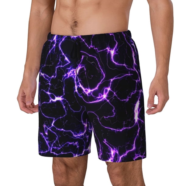 Fotbe Galaxy Lightning Traje de Baño para Hombre – Shorts de Natación de Secado Rápido con Forro y Bolsillos-X-Large