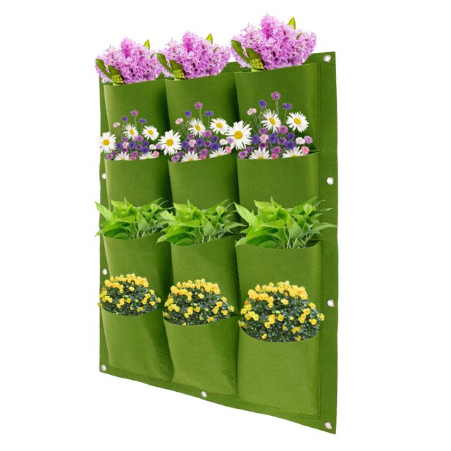 12 Pockets Hanging Planting Grow Bags Hanging Vertical Wall Planter Planting Bag Hanging Planter Flower Planting Container