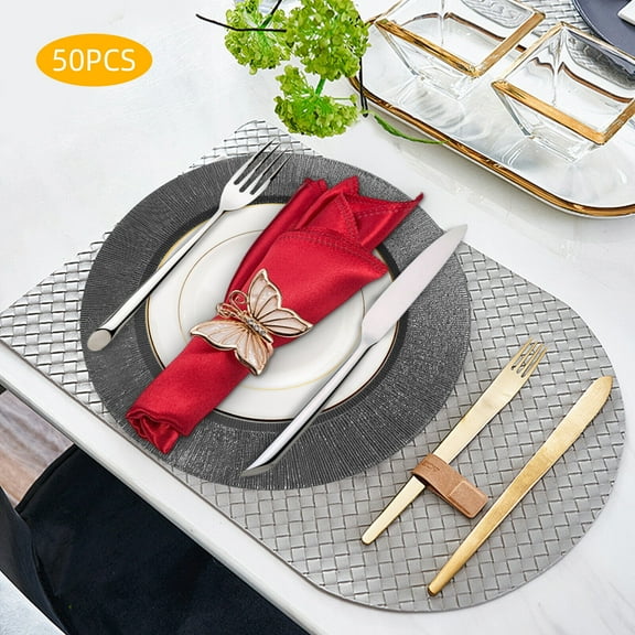 Miumaeov 50 Pcs Charger Plates 13 Inch Round Wedding Dinner Reusable Chargers Plates