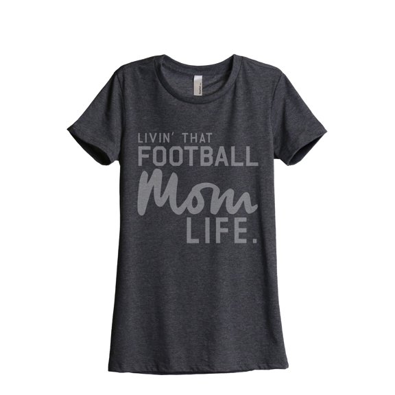 Thread Tank Livin' That Basketball Mom Life Women's Fashion Relaxed Crewneck T-Shirt Tee Charcoal Small
