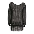 thumbnail image 6 of Womens Crochet Beach Cover-Up Dress Long Sleeve Hollow-Out Bikini Smock with Fringe, Lightweight Knit Swimsuit Coverup for Sunscreen & Home, 6 of 9
