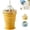 Yellow, variant on 2-in-1 Collapsible Silicone Ice Ball Maker Cup, Reusable Portable Ice Sphere Mold with Straw & Lid, Easy Demolding, Leakproof Travel Tumbler for Coffee, Juice, Home, Gym, Outdoor (Yellow)