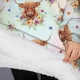 thumbnail image 3 of Oversized Wearable Blanket Hoodie,Colorful Highland Cow Flower Pattern Sherpa Blanket Hoodie with Super Pockets,Super Warm Fuzzy Pullover for Women & Men, 3 of 6