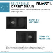 Ruvati 30-inch Matte Black Fireclay Offset Drain Kitchen Sink Single Bowl