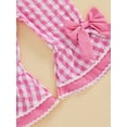 thumbnail image 5 of Toddler Baby Girl Easter Outfit One Piece Easter Overalls Bunny Embroidery Romper Flare Pants Sleeveless Plaid Bow Bell Bottom Jumpsuit, 5 of 5