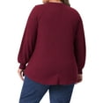 thumbnail image 3 of Agnes Orinda Women's Plus Size Tops Ribbed Knit Crew Neck Long Sleeve Casual Tunic Blouses with Button Decor 1X Burgundy, 3 of 6