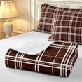 thumbnail image 4 of Manfei Classic Checkered Twin Quilt Set,Rustic Plaid Twin Coverlet Set,Brown White,2 Pieces,1 Bedspread and 1 Pillowcase, 4 of 7