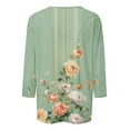 thumbnail image 4 of CYMMPU Floral Printed 3/4 Sleeve Crew Neck Spring Tops Blouses for Women Dressy Casual Loose Fit T-Shirts Fall Fashion Shirts Lightweight Basic T-Shirts Green XXL, 4 of 5
