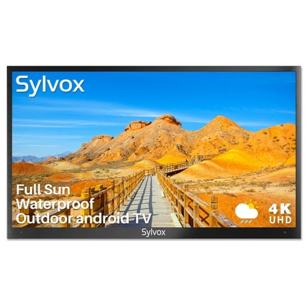 Sylvox 75 inch Full Sun Outdoor TV Android Smart Outdoor TV 2000 Nits 4K UHD IP55 Weatherproof Outdoor TV with Voice Control & Chromecast (Pool Pro Series)