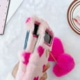 thumbnail image 2 of Fluffy Hearts Strap Case Compatible with Samsung Galaxy Z Fold 4 - Lovely Plush Heart Print Phone Cases for Girls Women Winter Warm Soft Back Shockproof Protective Cover for Z Fold 4 5G, Heart Pattern, 2 of 9