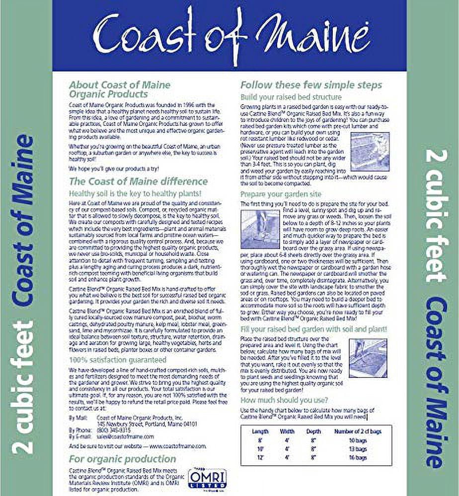 Coast of Maine Castine Blend (2 cu ft) Organic & Natural Raised Bed Mix, RTU for Growing Vegetables, Herbs & Flowers
