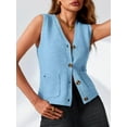 thumbnail image 2 of Women's V Neck Button Up Sleeveless Vest Sweater Knitted Casual Cardigan with Pockets, 2 of 6