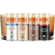 RISE Brewing Co. | Nitro Cold Brew Variety Pack (12 7 fl. oz. Cans [3 Original Black, 3 Oat Milk Latte, 3 Oat Milk Mocha, 3 Classic Latte]) - USDA Organic, Non-GMO | Clean Energy & Refreshingly Smooth