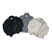 Philosophy Women's Long Sleeve Faux Leather Zip Up Moto Jacket (Charcoal Grey, XXL)