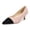 Black Pink, variant on Women’s Pointed Toe Low Kitten Heel Pumps, Classic Office Dress Shoes with Faux Leather Cap Toe, Comfortable Work Heels