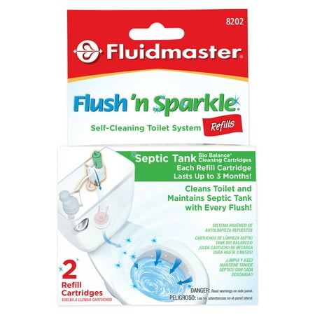 Fluidmaster® 8202P8 Flush 'n Sparkle Automatic Toilet Bowl Cleaning System Septic Refill Cartridges,