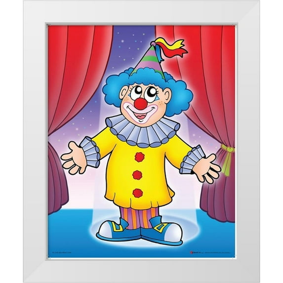 Viskova, Klara 20x24 White Modern Wood Framed Museum Art Print Titled - Smiling Clown