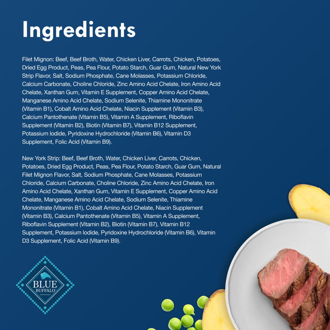 (3 pack) Blue Buffalo Delights Adult Small Breed Filet Mignon & New York Strip Wet Dog Food Variety 12 Pack, 3.5 oz Cup