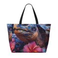 thumbnail image 2 of Daiia Realistic Flower Turtle Beach Travel Bag - Water-Resistant Beach Bag, Lightweight Tote with 7 Pockets for Women and Men - Gym,Pool,Camping,Reusable Grocery Bag, 2 of 7