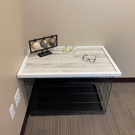 Dog Kennel Crate Topper | Kennel Top Furniture | Dog Crate Wood Tabletop | Dog Kennel Top | Crate Wooden End Table | Dog Kennel Indoor Furniture  Color: Swan  Size: 48  x 30