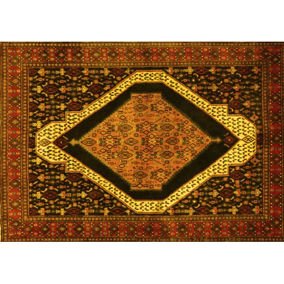 Ahgly Company Indoor Rectangle Persian Yellow Traditional Area Rugs, 5' x 8'