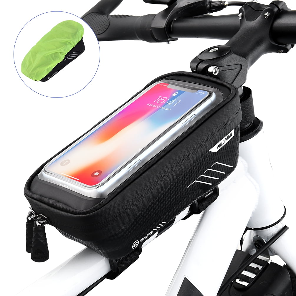 Bike Phone Mount Bag, Cycling Waterproof Front Frame Top Tube Handlebar Bag with Touch Screen Bike Phone Mount Bag, Cycling Waterproof Front Frame Top Tube Handlebar Bag with Touch Screen