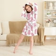 thumbnail image 3 of FORMRS Niños Bathrobe Unisex Hooded Robe Soft Plush Pajamas Sleepwear, Size 7-9T, Pink Ice Cream, 3 of 7