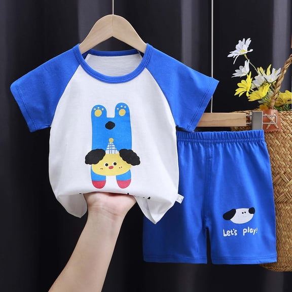 JCCXIN Boys Summer Outfit Sets O-Neck Short Sleeve T Shirt And Shorts Set Casual Playwear Toddlers Kids Comfortable Breathable Daily Wear Cozy Clothes Sets
