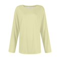 thumbnail image 4 of Long Sleeve Tops for Women T-Shirt Casual Solid Colour Tops T Shirt Round Neck Pullover Blouse, 4 of 5
