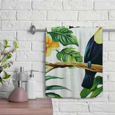 

ZFLMY Toucan Birds Flowers Pineapple Spa Towel Hand Towel 100% Polyester Soft Bath Towel Funny Kitchen Towels for Kitchens Bathrooms Showers 29.5x13.8 Inches 29.5x13.8in