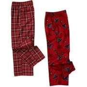 Faded Glory - Boys' Plaid/Snowboard Pajama Pants, 2 Pairs