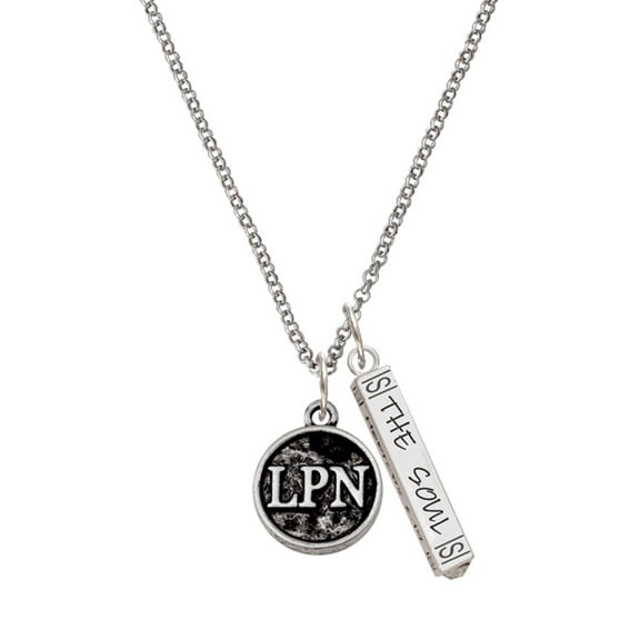 Delight Jewelry Silvertone Nurse Caduceus Seal - LPN Silvertone Hope Anchors the Soul Bar Charm Necklace, 23"