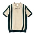 thumbnail image 3 of COSFO Striped Men's Polo Shirts Casual Short Sleeve Knit Shirt Slim Fit Golf Collared Pullover Button Tops, 3 of 5