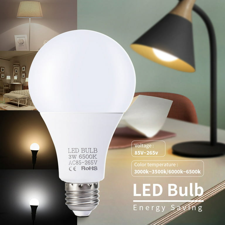 3W LED Bulbs E27 Light Bulbs Saving White Light 6000-6500K High Brightness Lamp for Bedroom Living Room - Walmart.com