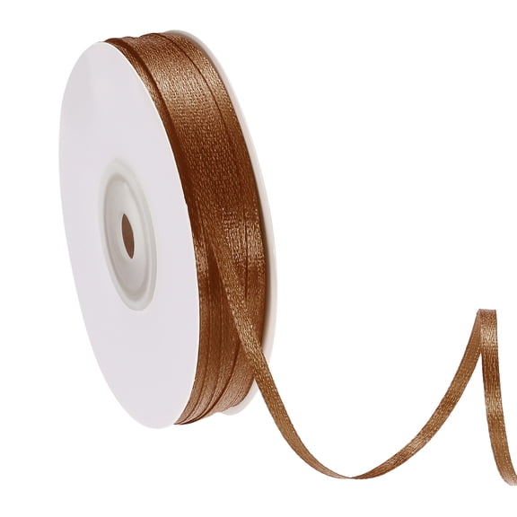 Uxcell Satin Ribbon (100 Yards, 1/8" Wide, Brown) Double Face Solid Fabric Ribbon, Suit for Craft/DIY/Gift Wrapping/Hair Bows/Floral Bouquets/Wedding/Birthday/Party Decoration