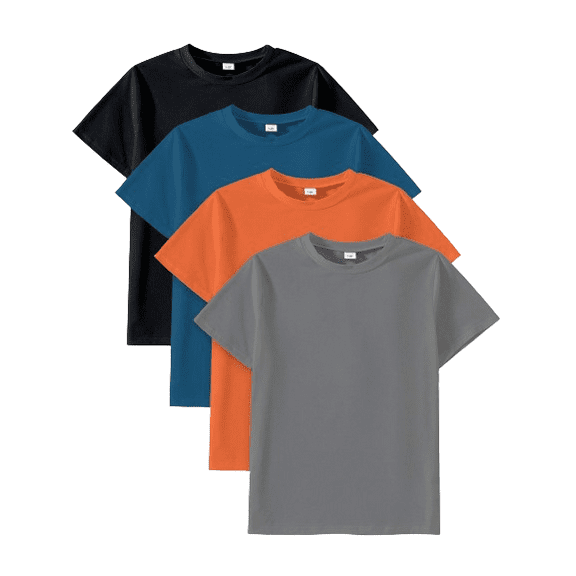Mikrdoo Boys' Active T-Shirt - 4 Pack Comfy Basic Casual Tee with Short Sleeve (7-15)